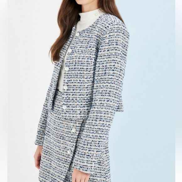 JustFab Jackets & Blazers - JustFab | XXL Button front tweed jacket cropped blazer